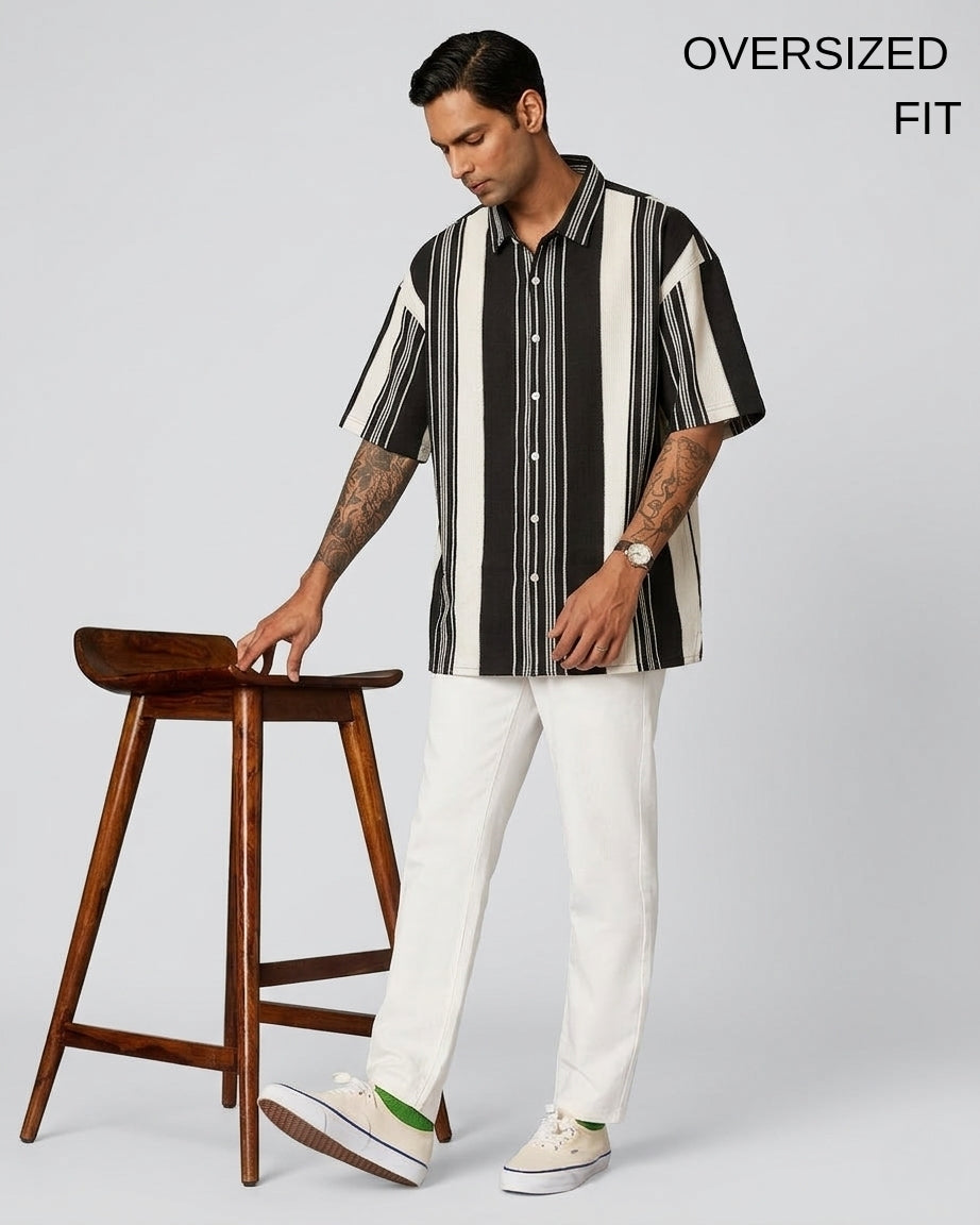 Black Urban Stripe Knit Shirt