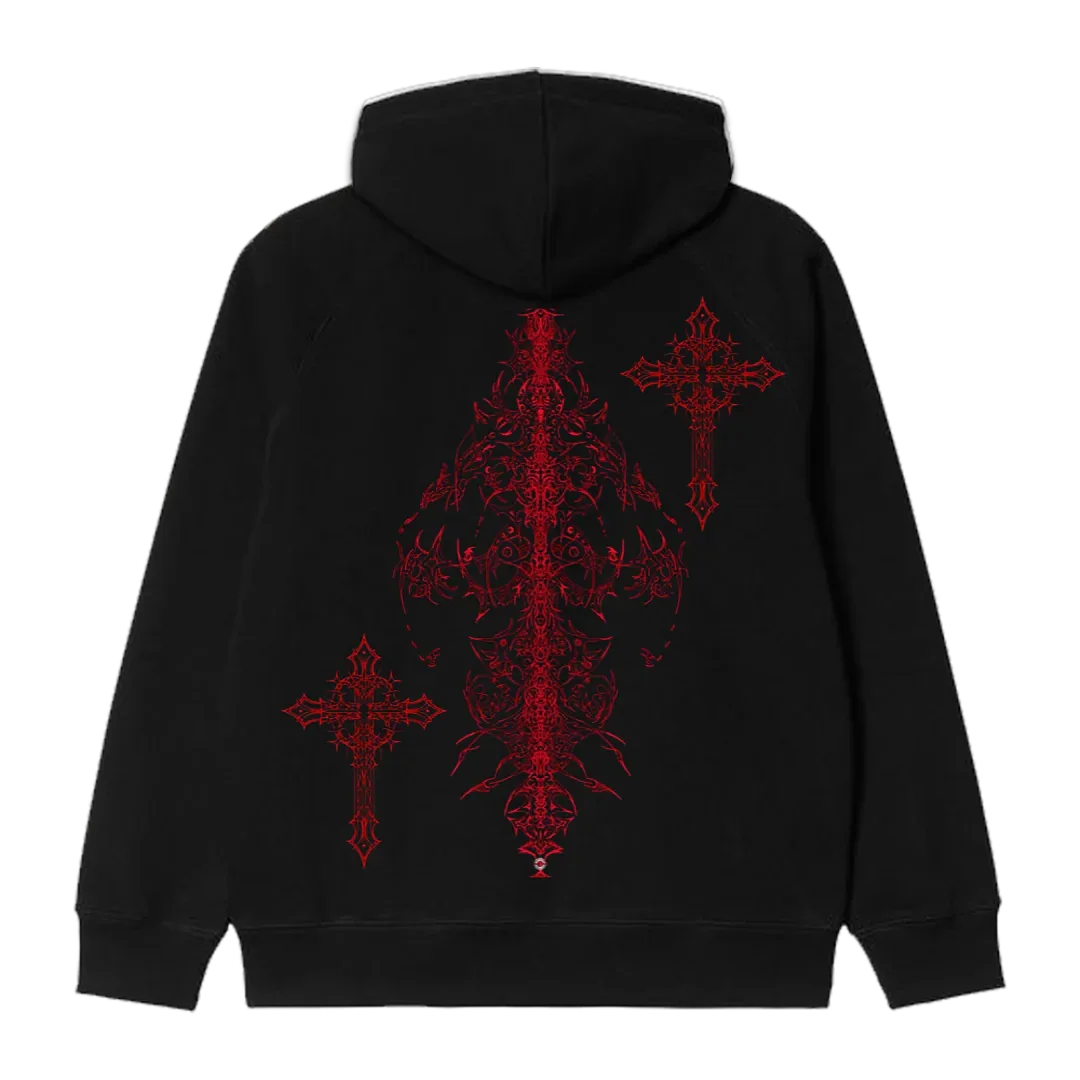 Crimson Reliquary Oversized Hoodie - styleflea