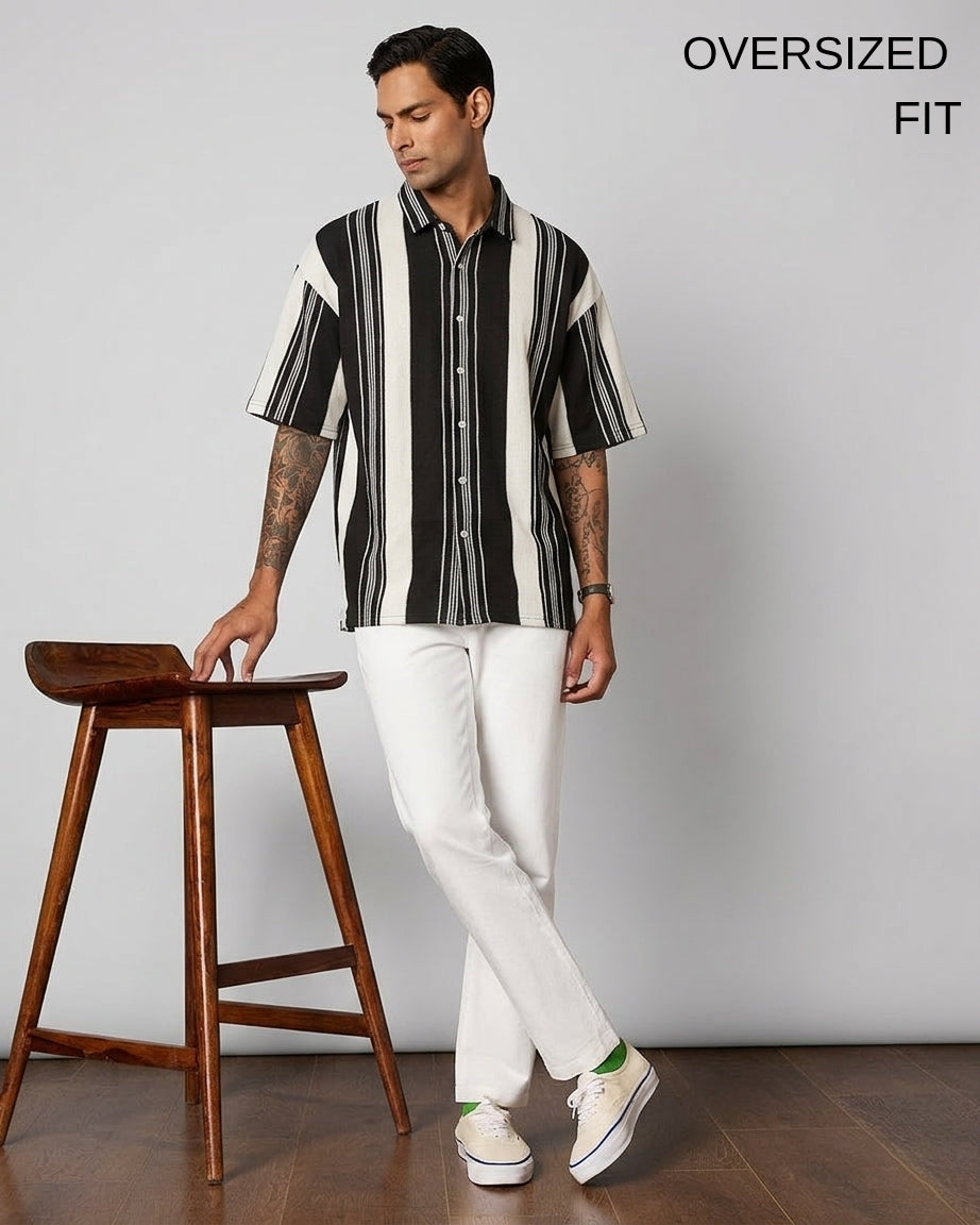 Black Urban Stripe Knit Shirt