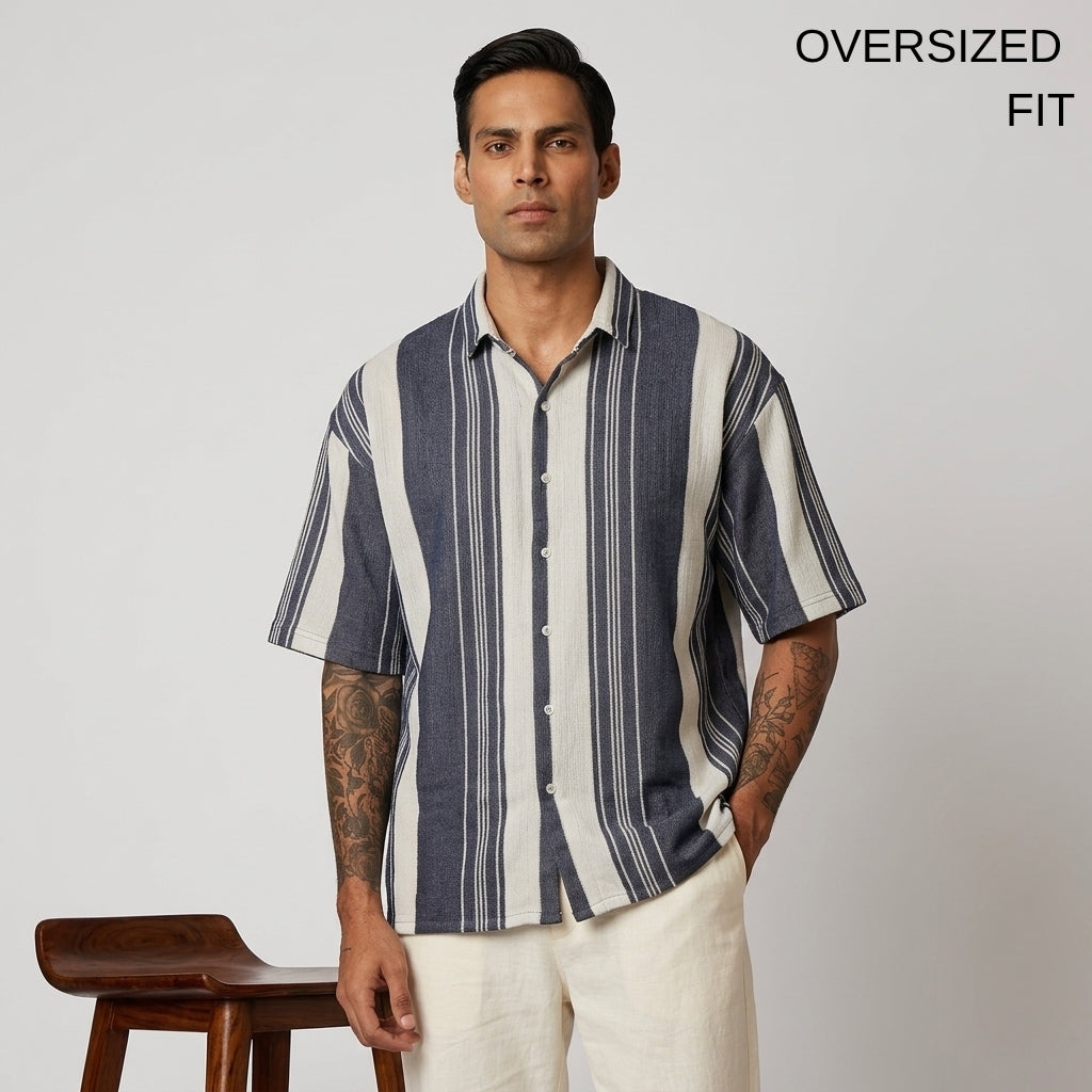 Stone Grey Urban Stripe Knit Shirt