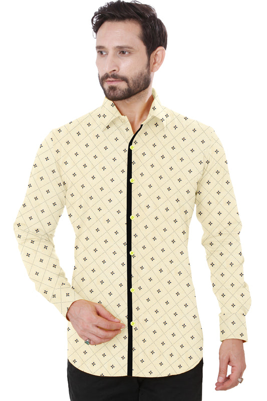 Yellow Printed Men's Shirt