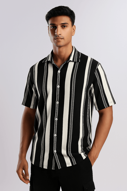 Black Urban Stripe Knit Shirt - styleflea
