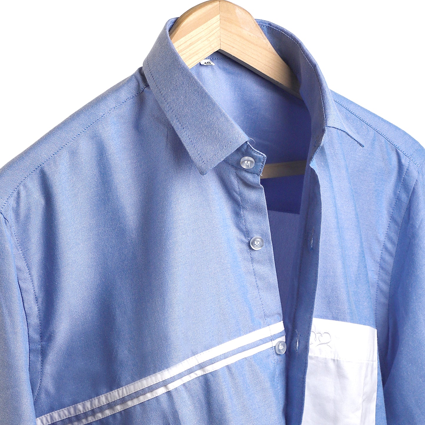 Skylight Blue Gingham White Pocket Men's Shirt