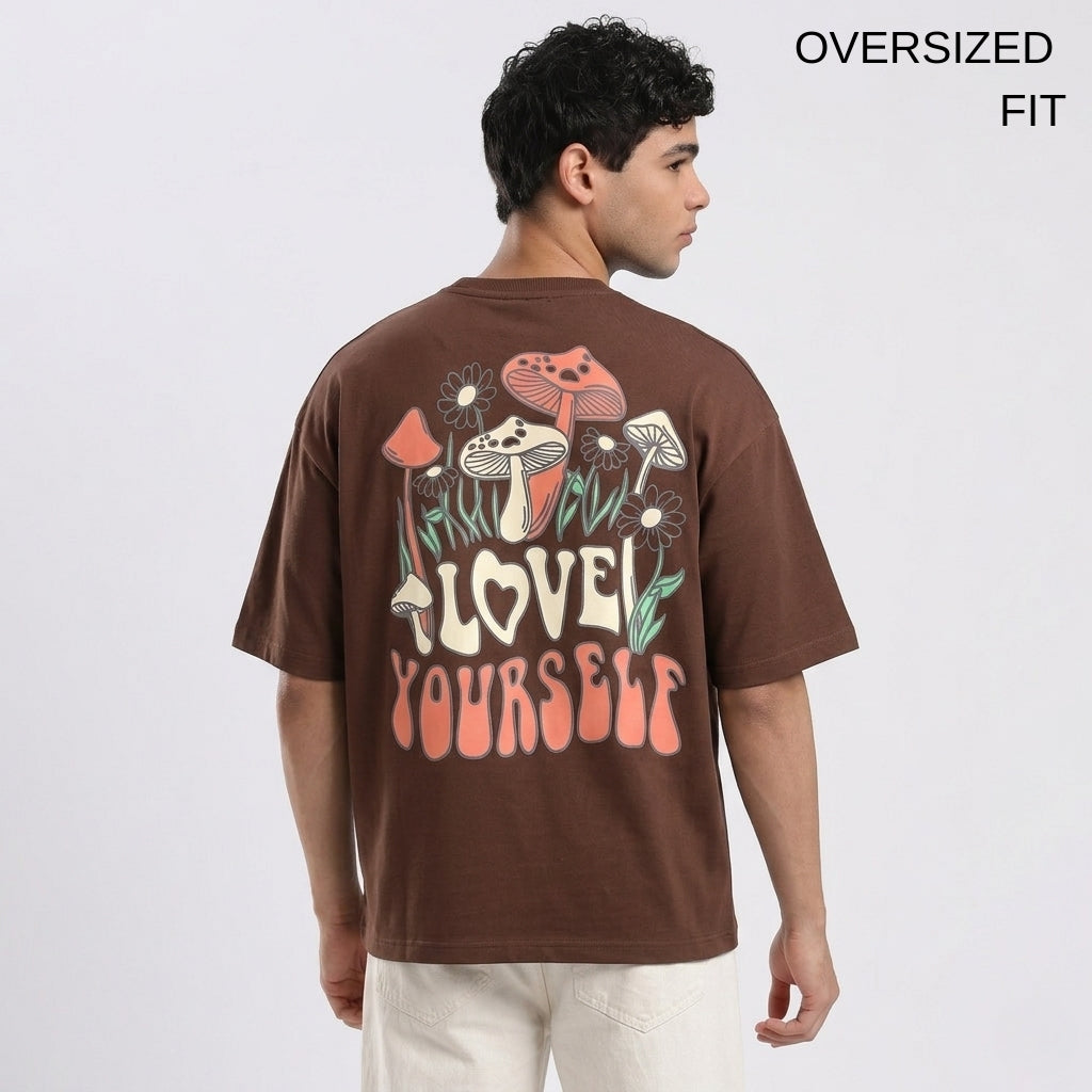 Love Yourself Earthy Brown Oversized T-Shirt