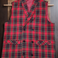 Men's Plaid Double-Breasted Red Waistcoat only