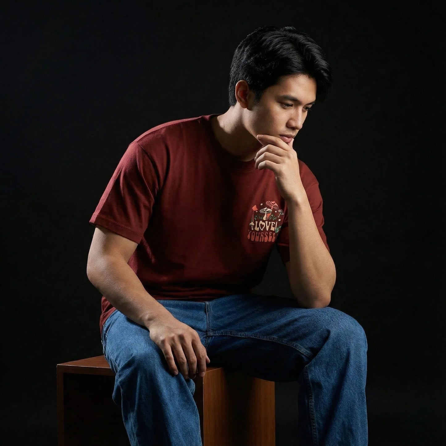 Love Yourself Burgundy Oversized T-Shirt - styleflea