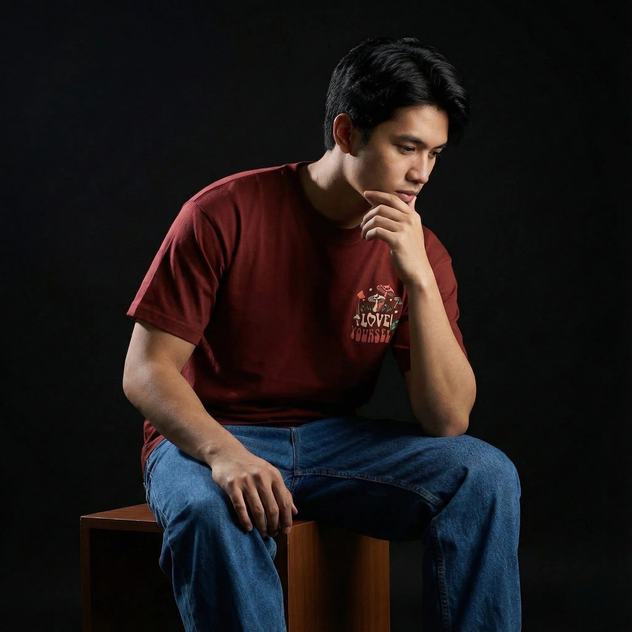 Love Yourself Burgundy Oversized T-Shirt - styleflea