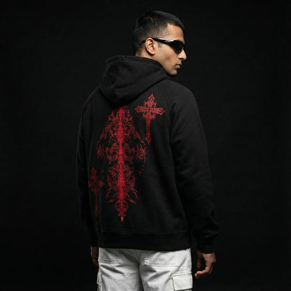 Crimson Reliquary Oversized Hoodie - styleflea