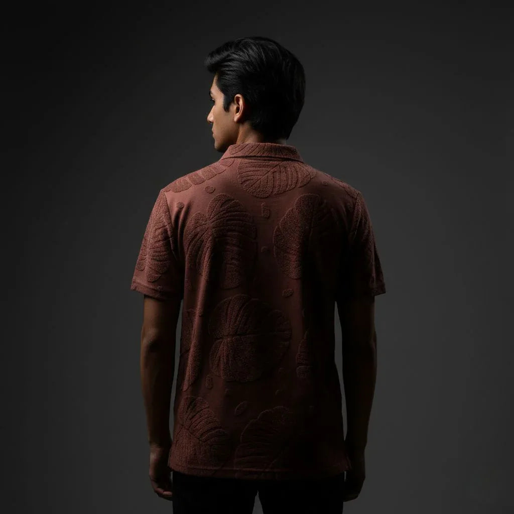 Maroon Textured Polo - styleflea