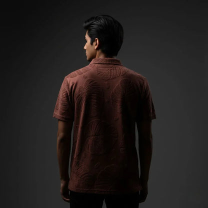 Maroon Textured Polo - styleflea