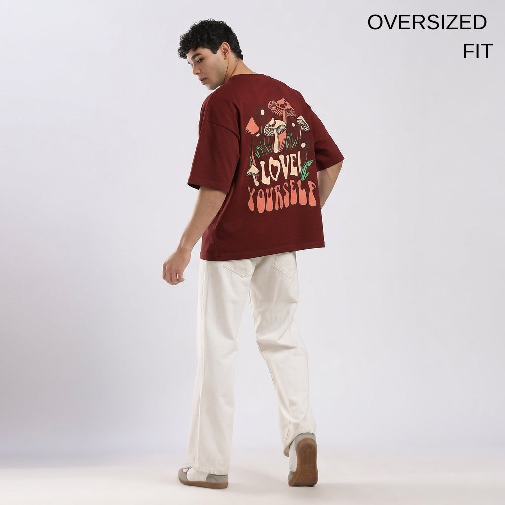 Love Yourself Burgundy Oversized T-Shirt