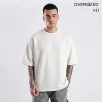 White Rose Embossed Drop Shoulder T-Shirt