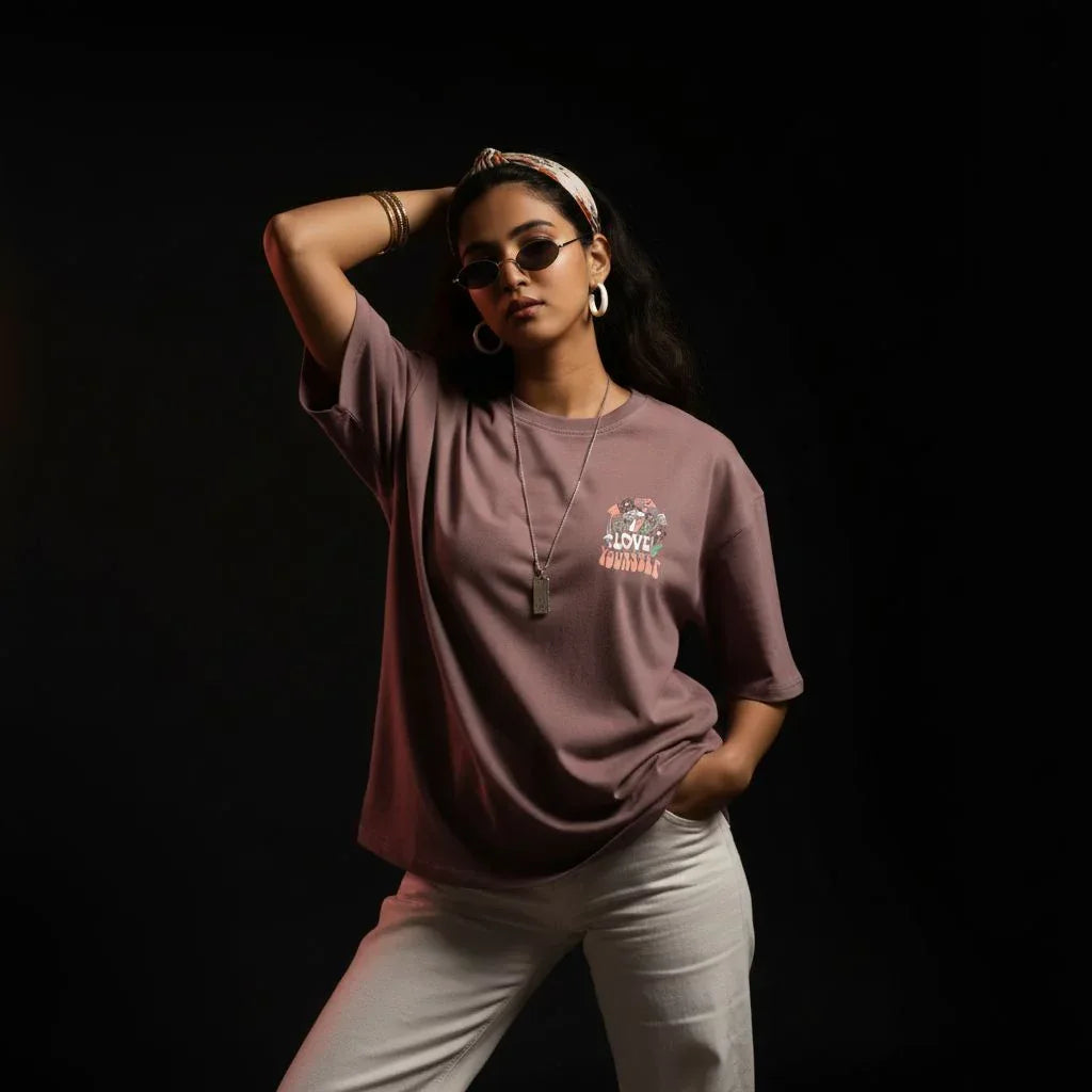 Love Yourself Mauve Oversized T-Shirt - styleflea