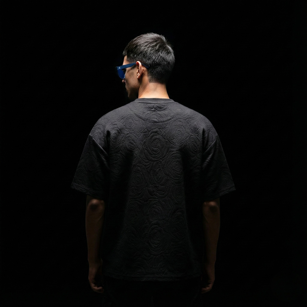 Rose Midnight Embossed Drop Shoulder T-shirt