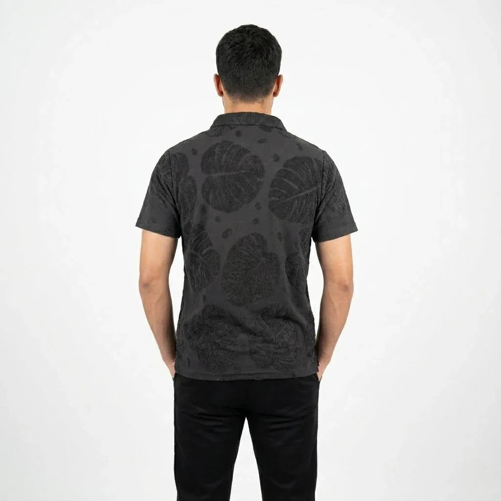 Dark Grey Textured Polo - styleflea