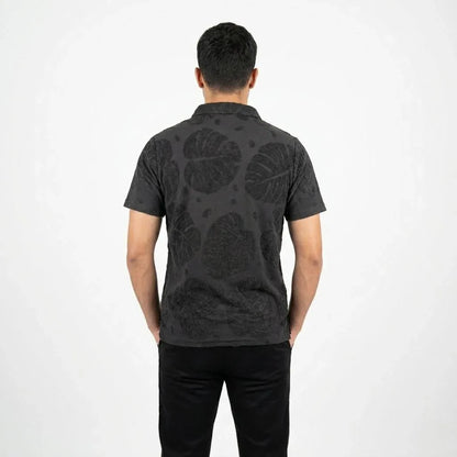 Dark GreyTextured Polo - styleflea