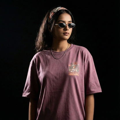 Love Yourself Mauve Oversized T-Shirt - styleflea