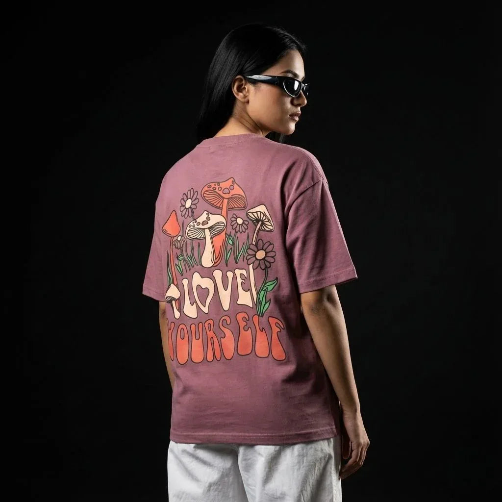 Love Yourself Mauve Oversized T-Shirt - styleflea