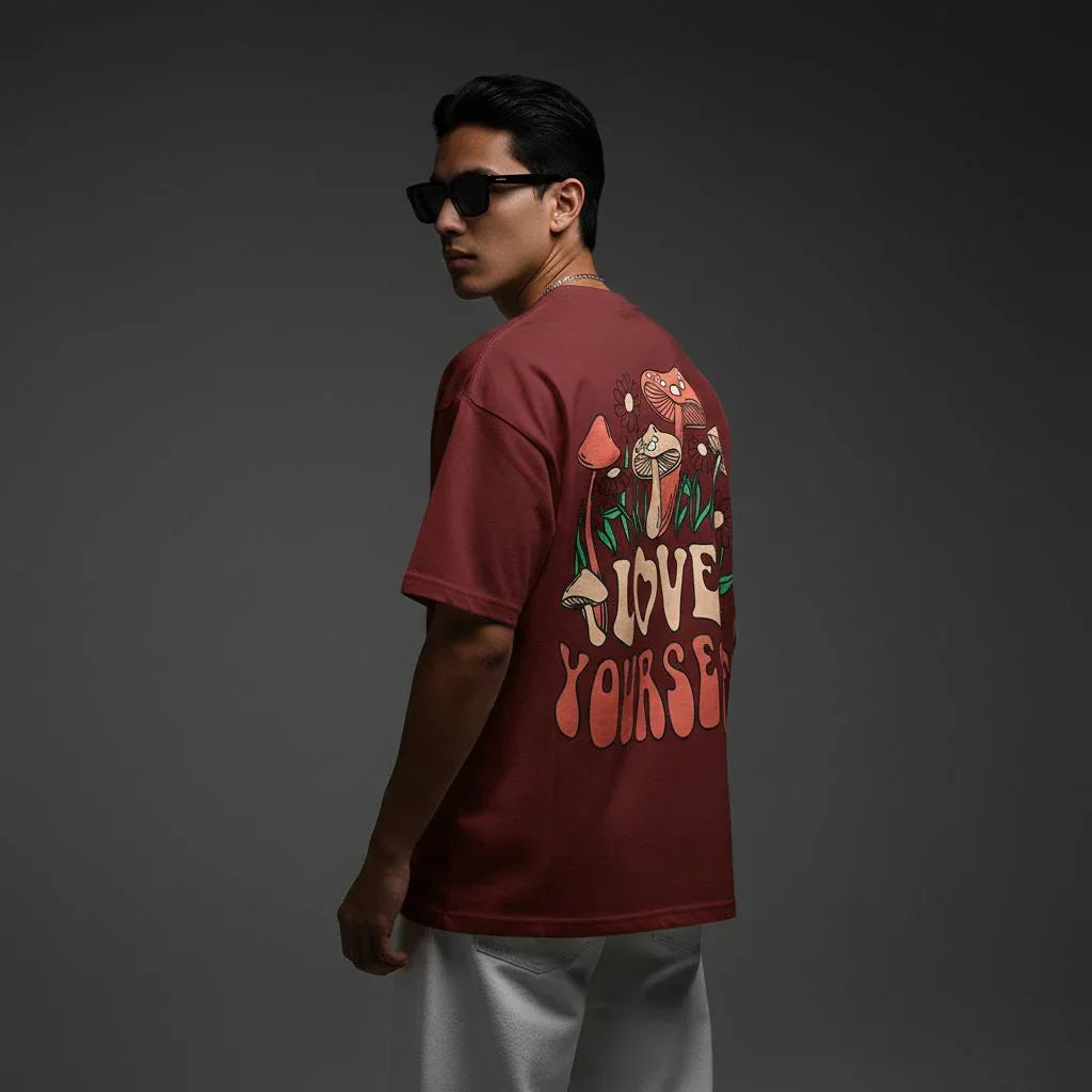 Love Yourself Burgundy Oversized T-Shirt - styleflea
