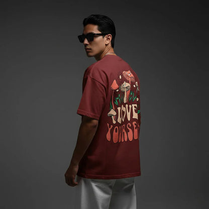 Love Yourself Burgundy Oversized T-Shirt - styleflea