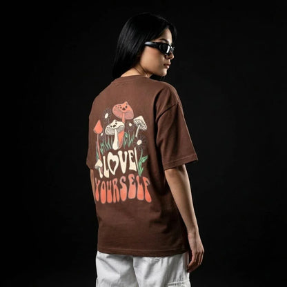 Love Yourself Earthy Brown Oversized T-Shirt - styleflea