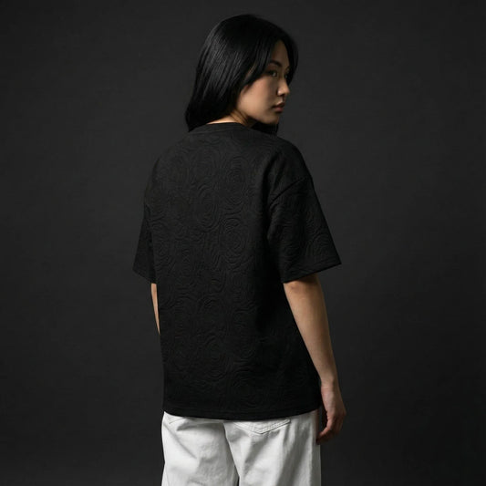 Rose Midnight Embossed Drop Shoulder T-shirt - styleflea