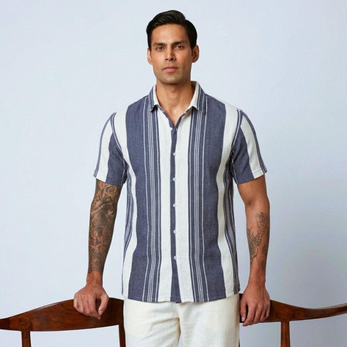 Stone Grey Urban Stripe Knit Shirt