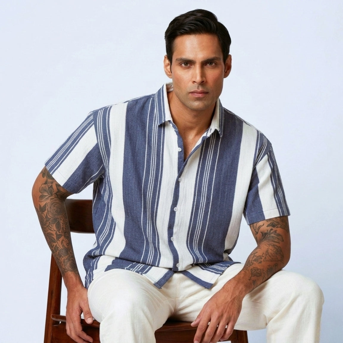 Stone Grey Urban Stripe Knit Shirt