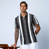 Black Urban Stripe Knit Shirt