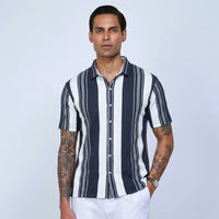 Dark Green Urban Stripe Knit Shirt