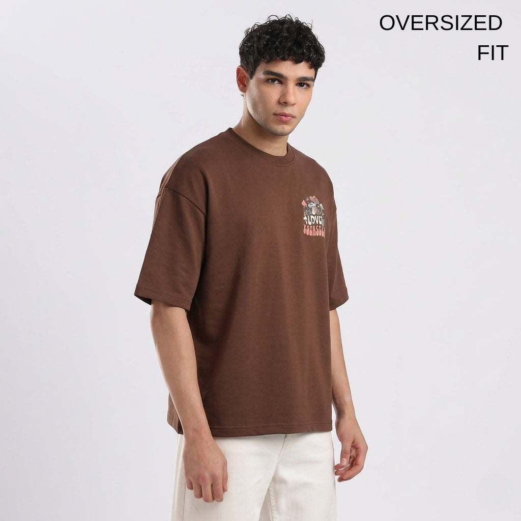 Love Yourself Earthy Brown Oversized T-Shirt