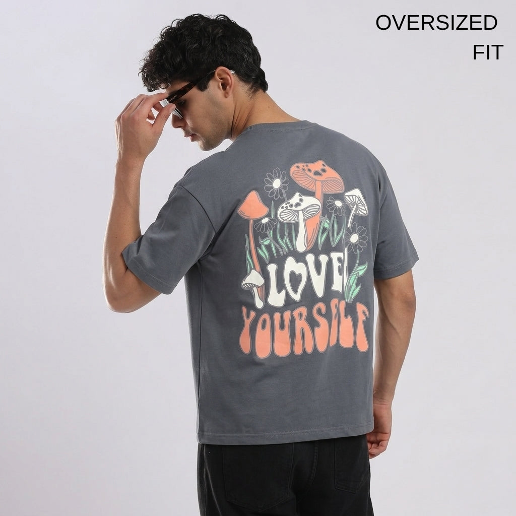 Love Yourself Charcoal Grey Oversize T-Shirt