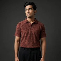 Maroon Textured Polo