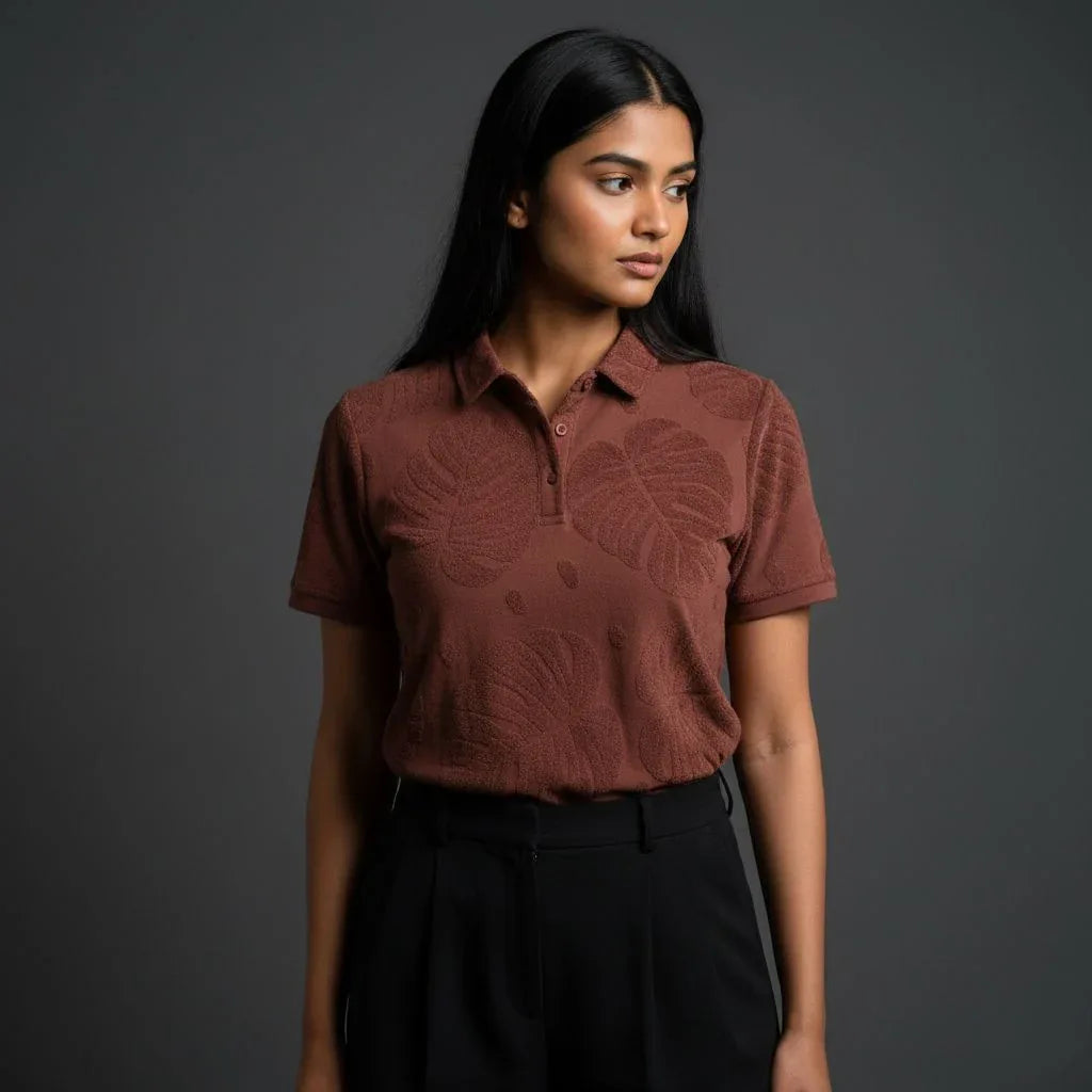 Maroon Textured Polo - styleflea