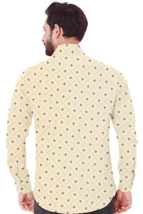 Abstract Yellow Print Cotton Shirt - styleflea