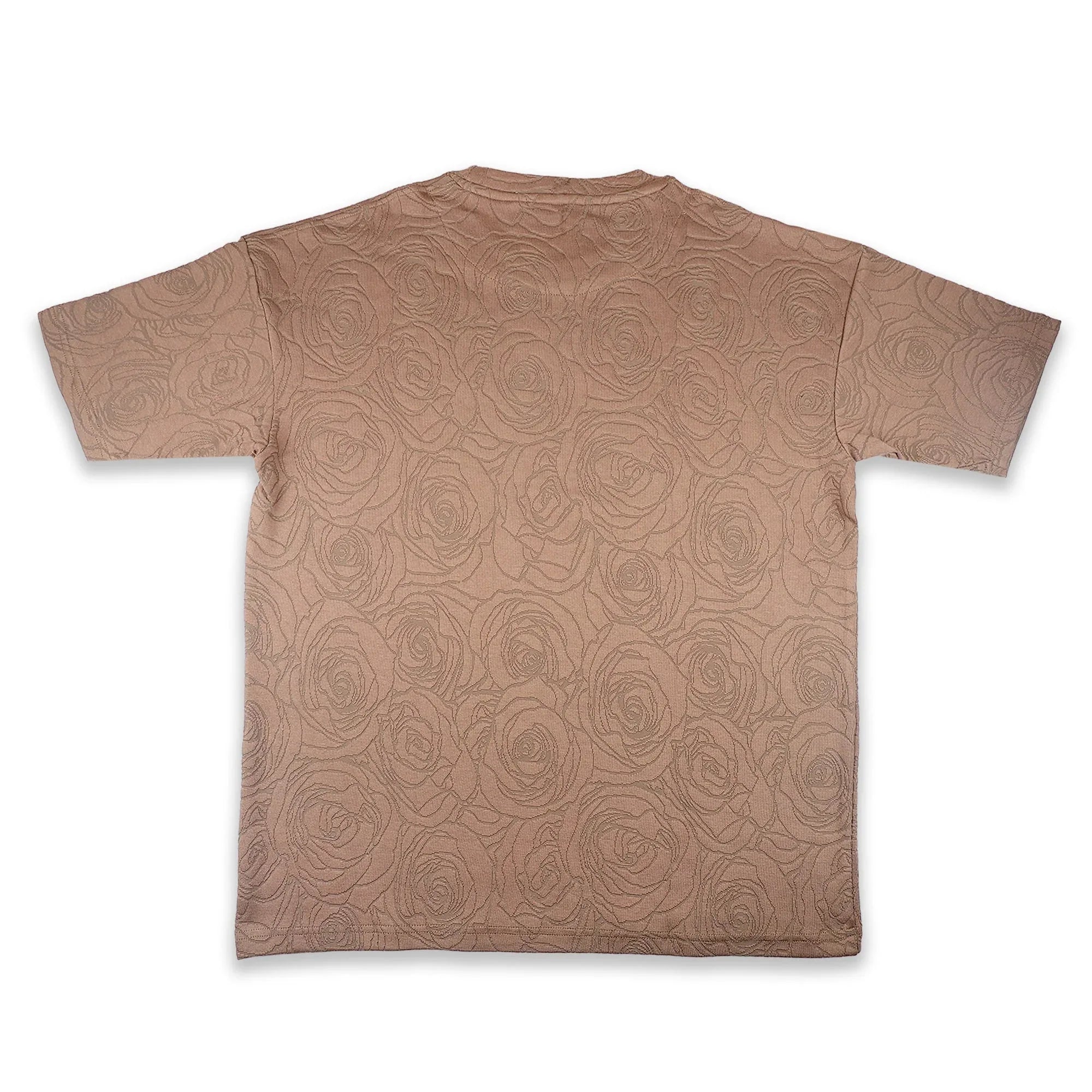 Rose Beige Embossed Drop Shoulder T-Shirt - styleflea