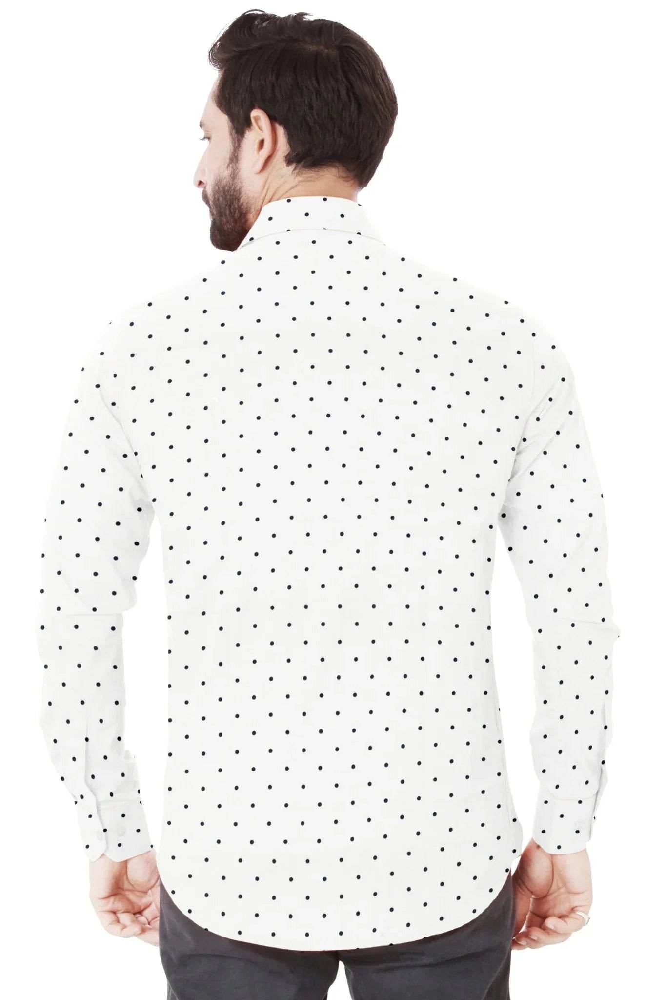 Black And White Polka Dot Cotton Shirt - styleflea