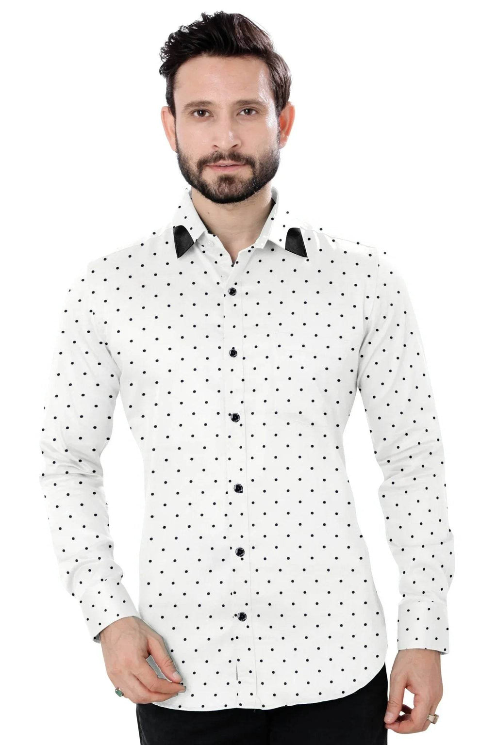 Black And White Polka Dot Cotton Shirt - styleflea
