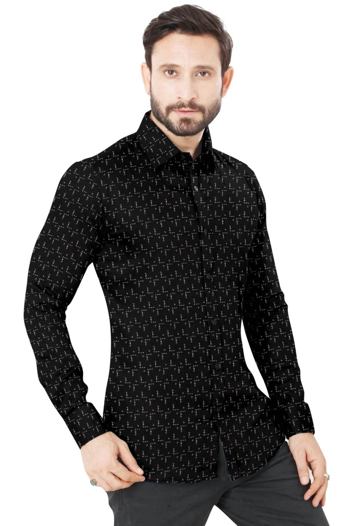Black Printed Cotton Shirt - styleflea