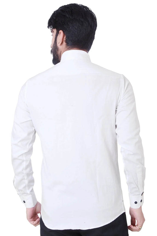 Blue Light Patchwork Mid-Torso Cotton Shirt - styleflea