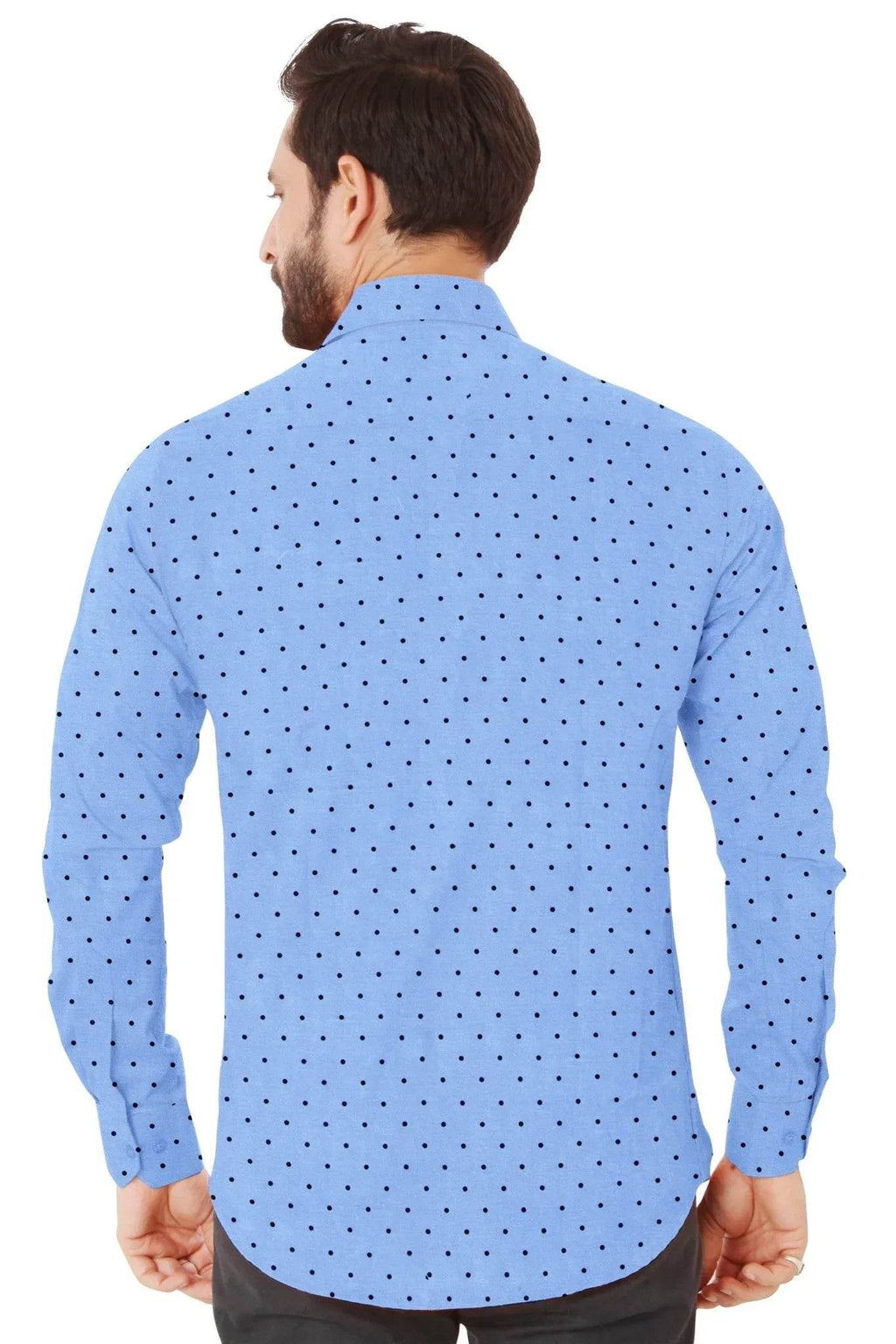 Blue Polka Cotton Shirt - styleflea