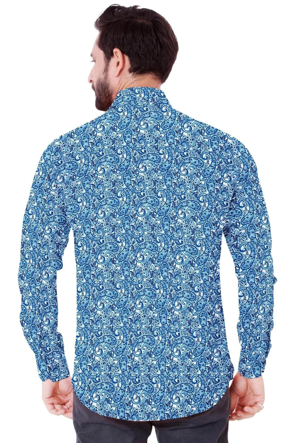 Blue Printed Cotton Shirt - styleflea
