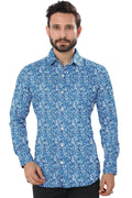 Blue Printed Cotton Shirt - styleflea