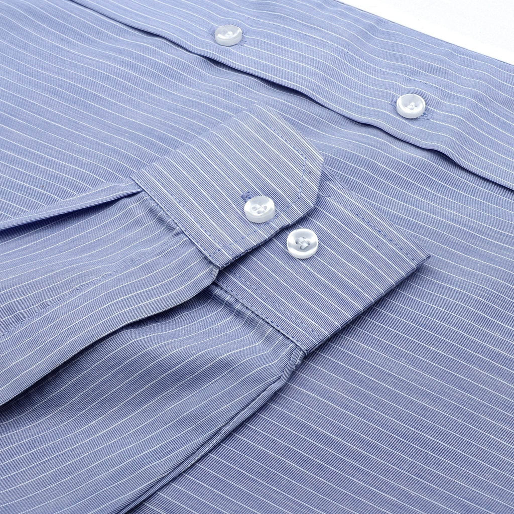 Blue Striped White Pocket Cotton Shirt - styleflea