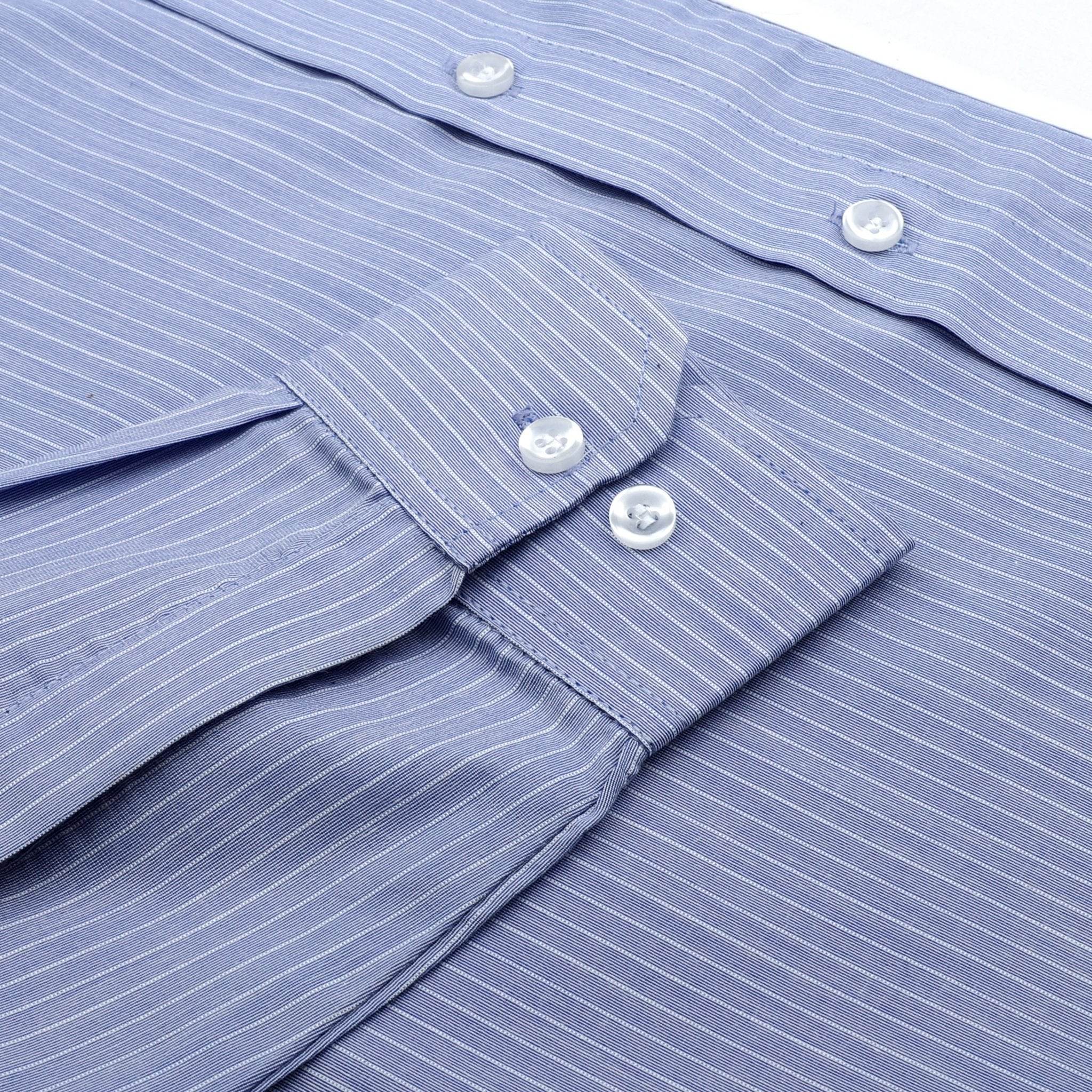 Blue Striped White Pocket Cotton Shirt - styleflea