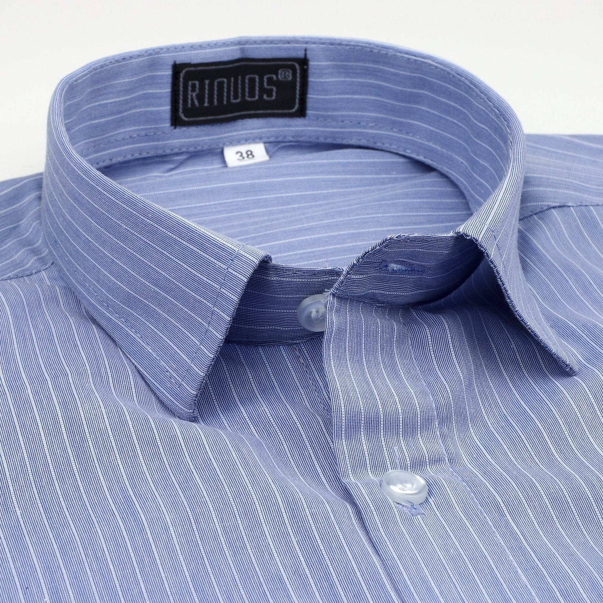 Blue Striped White Pocket Cotton Shirt - styleflea