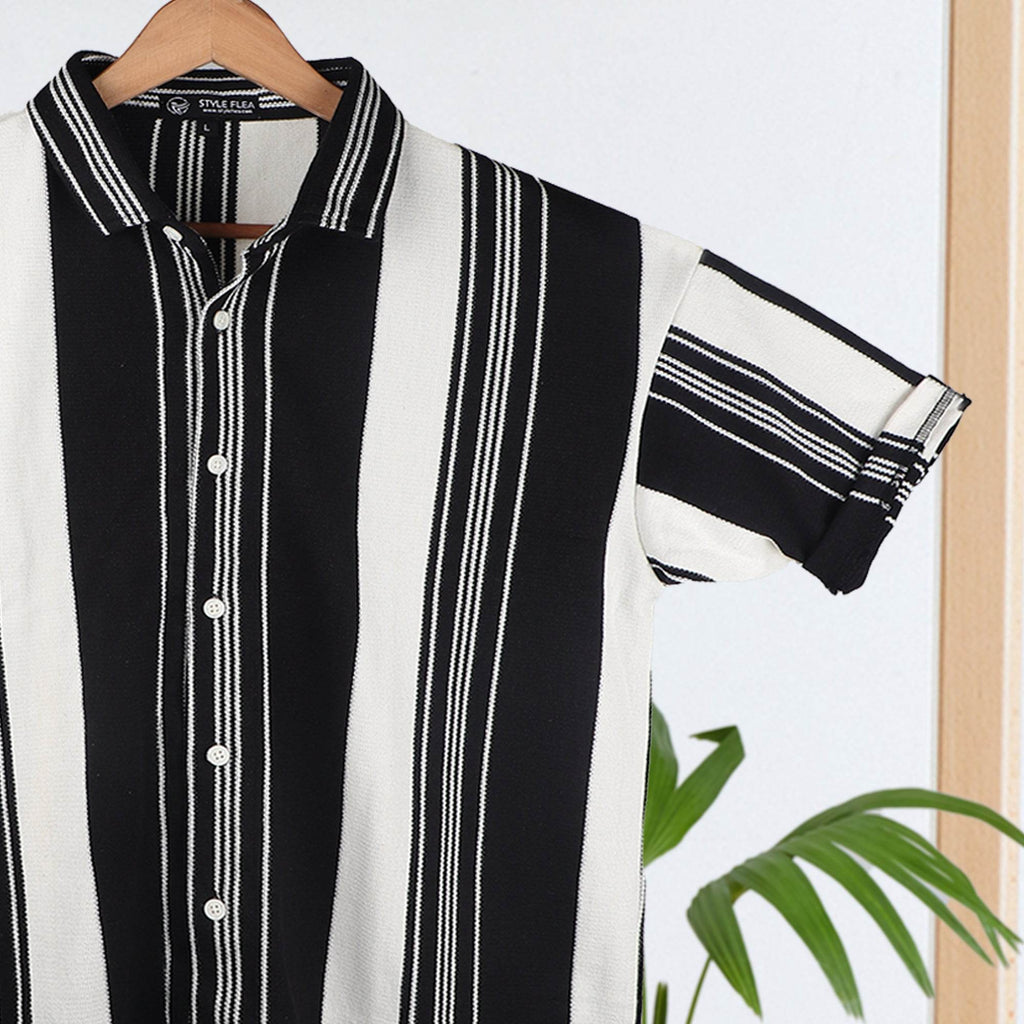 Black Urban Stripe Knit Shirt - styleflea