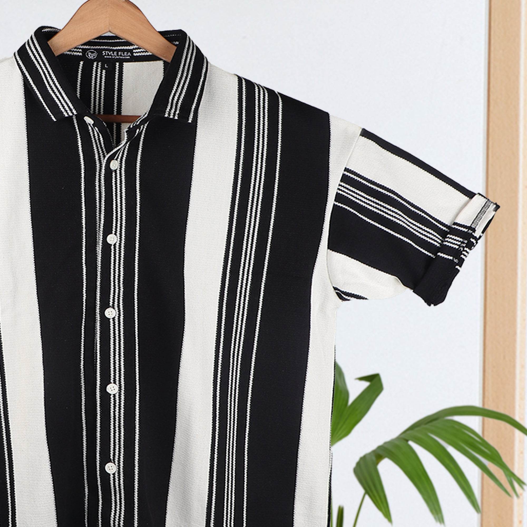 Black Urban Stripe Knit Shirt - styleflea