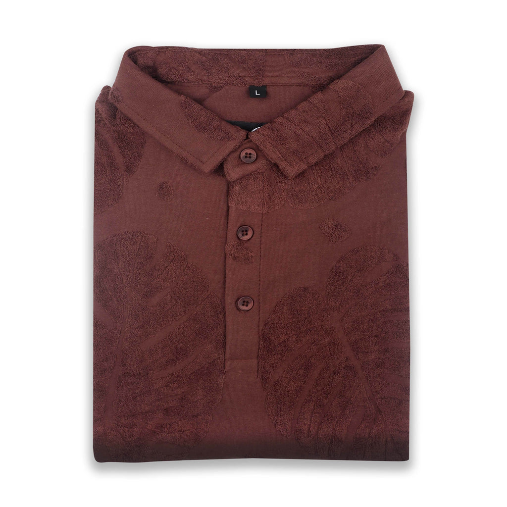 Maroon Textured Polo - styleflea