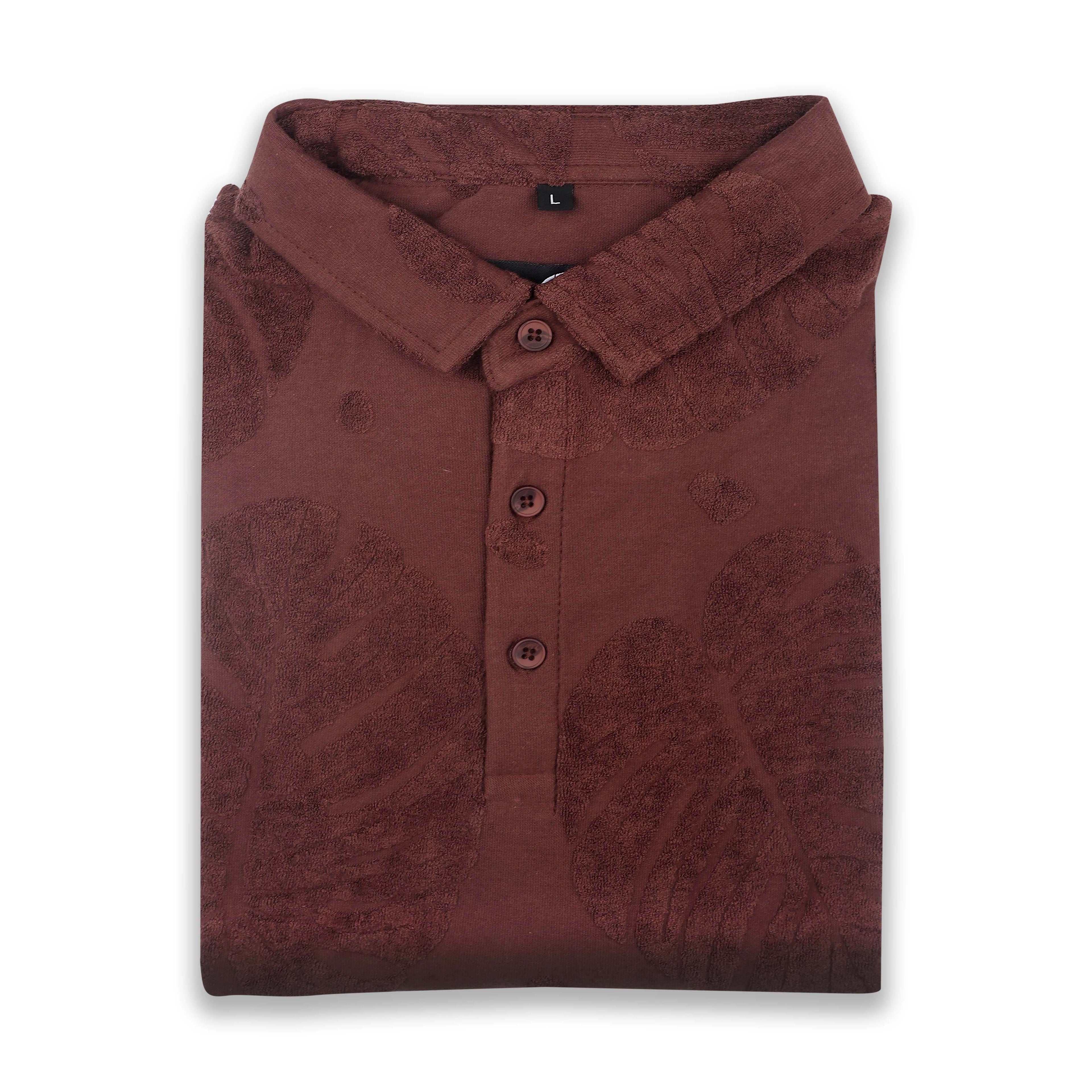 Maroon Textured Polo - styleflea